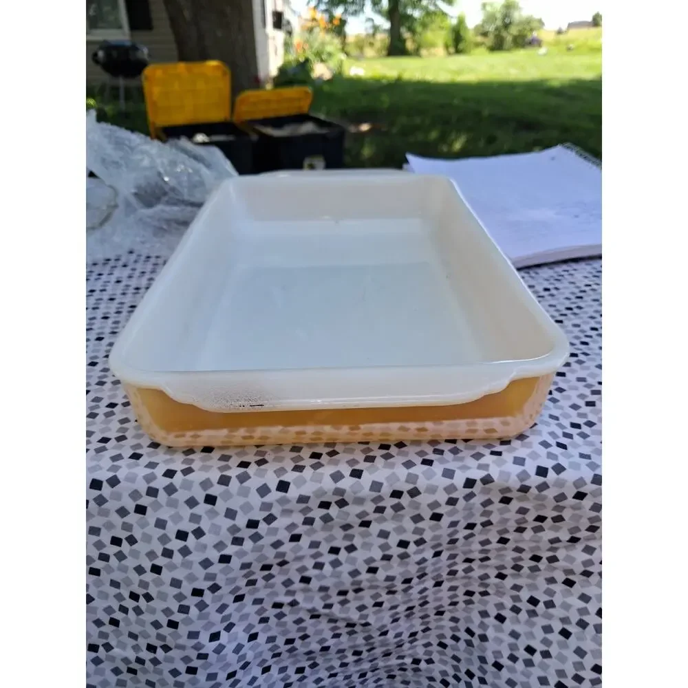Vintage Fire King Peach Lusterware Rectangular Baking Dish Ovenware